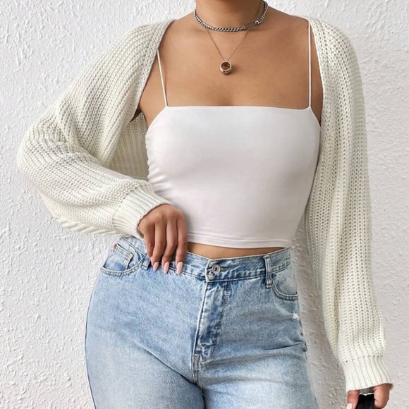 Cropped White Shrug Sweater in Plus Size 3X NWT - Picture 4 of 15